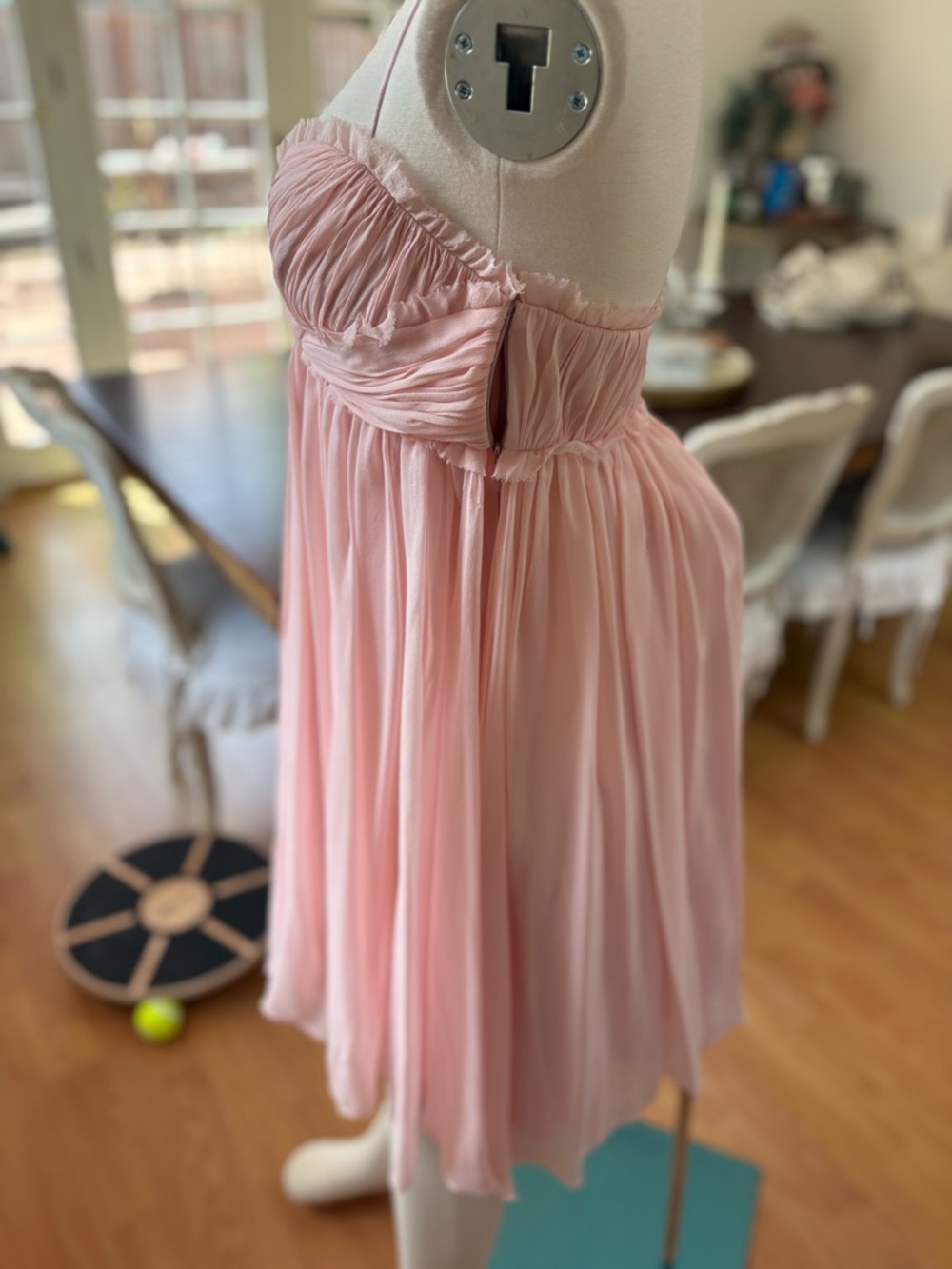 Marc Bouwer Pale Pink Silk Slip Dress with Ruffle Trim - Picture 3 of 5